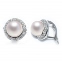 Pendientes para mujer de plata 925 con perla y con cristales