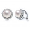 Natural Freshwater Pearl Earrings with Zircon Crystals