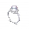 Anillo de plata 925 con perla natural de agua dulce y crystales zircón