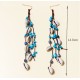 Long Ethnic Style Handmade Earrings with Natural Shell and Turquoise