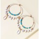 Double-layers Golden Rings Drop Earrings with Natural Stones