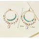 Double-layers Golden Rings Drop Earrings with Natural Stones