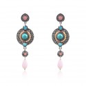 Ethnic Jewelry Earrings with Turquise and pink Stone