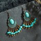Vintage Bronze Drop Earrings with Natural Turquoise Stone