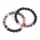 Set of 2 Bracelets for Men with Lava Stone and Natural Agate