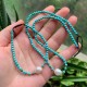 Small Round Turquoise Beads Choker Necklace with White Baroque Pearl