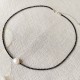 Minimalist Style Black Faceted Obsidian Necklace with Baroque Pearl