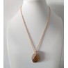 Gold Color Metal Necklace with Leaf Pendant