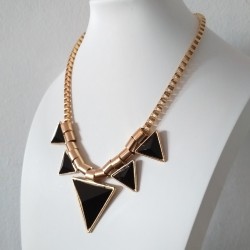 Geometric Black Triangle Pendants Necklace