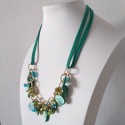 Collar With Colorful Dyed Seashell Beads and Cristals