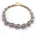 Vintage Metal Statement Necklace With Crystals