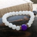 Natural Chalcedony and Amethyst Bracelet .