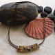 Vintage Tribal Necklace with Brown PU Leather Chain