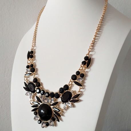 Fashion Party Necklace for Women with Black Crystals