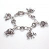 Pulsera en plata envejecida con colgantes de elefantes de la suerte
