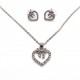Silver Metal Jewelry Set with Crystals Heart and Tie