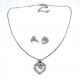Silver Metal Jewelry Set with Crystals Heart and Tie