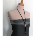 Fashion Crystal Sweater Chain Black Necklace