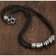 Metal Surfer Leather Rope Mens Necklace