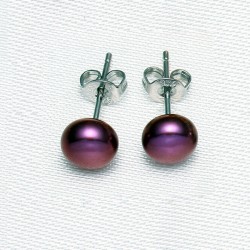 Purple Pearl Stud Earrings