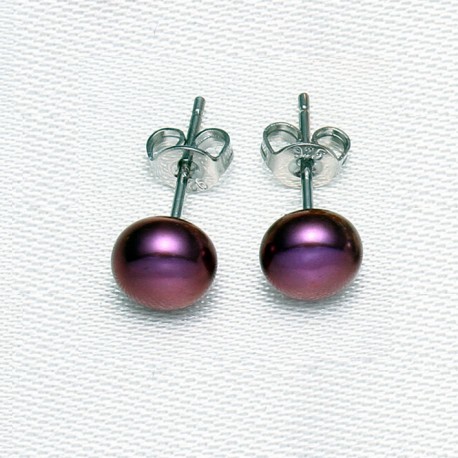 Purple Pearl Stud Earrings