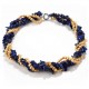 Natural Sodalite Stone and Freshwater Pearl Twisted Necklace