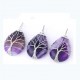 Veins Agate Waterdrop Pendants Tree of Life Wire Wrap Necklace