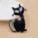 Black Enamel Cat Brooche