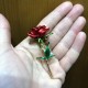 Enamel Red Rose Flower Brooch