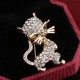Fashion Jewelry Gold Color Cat Brooch