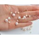 Pendientes de perlas naturales con efecto flotante