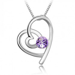 Fashion Silver Necklace with Dali Crystal Heart Pendant