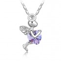 White Gold Plated Necklace with Angel and Crystal Heart Pendant
