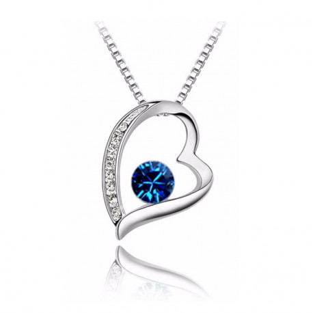 18K Plated Necklace with Crystal Heart Pendant