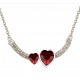 Lovely Silver Necklace with Two Hearts with Austrian Crystals