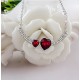 Lovely Silver Necklace with Two Hearts with Austrian Crystals