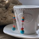 Earrings with Natural Turquoise and Schell