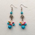 Natural Turquoise and Schell earrings with Rose