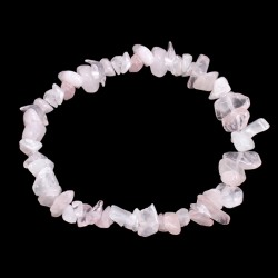 White and Pink Quartz natural Stone Chip Beads Elastic Bracelet