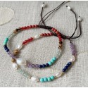 7 Chakra Natural Stones Real Pearl Charm Bracelets
