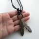 Metal feather pendant necklace