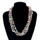 Triple Strand Freshwater Pearl Necklace with Mixed Semiprecious Stones