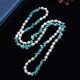 Oval White Cultured Pearls and Blue Turquoise Long Necklace