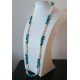 Oval White Cultured Pearls and Blue Turquoise Long Necklace