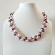 White Rice Pearls and Amethyst Stone Double Layer Necklace
