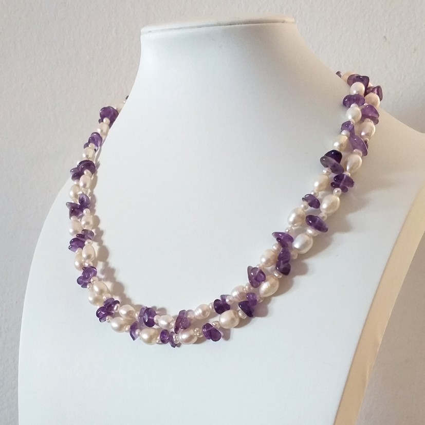 Amethyst Stone Double Layer Necklace