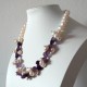 Short Freshwater White Pearl and Natural Amethyst Necklace