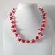 Freshwater White Pearl and Red Stick Coral Necklace