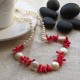 Freshwater Cultured Coin Pearl and Red Coral Beads Necklace