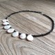 Natural Faceted Onyx Stone Necklace with White Coin Pearls